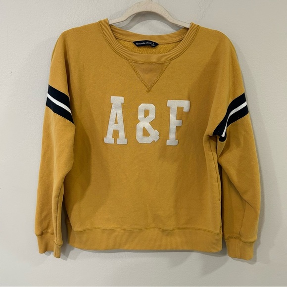 Abercrombie & Fitch Set Yellow Crewneck Sweatshirt Sweatpant Set Size Small - Picture 1 of 10